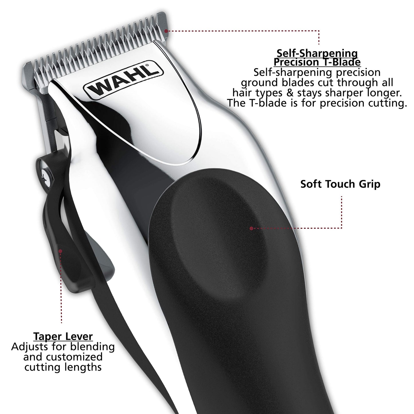 White Smoke Wahl Clipper USA Deluxe Corded Chrome Pro, Complete Hair and Trimming Kit, Includes Corded Clipper, Cordless Battery Trimmer, and Styling Shears, for a Cut Every Time - Model 3029682
