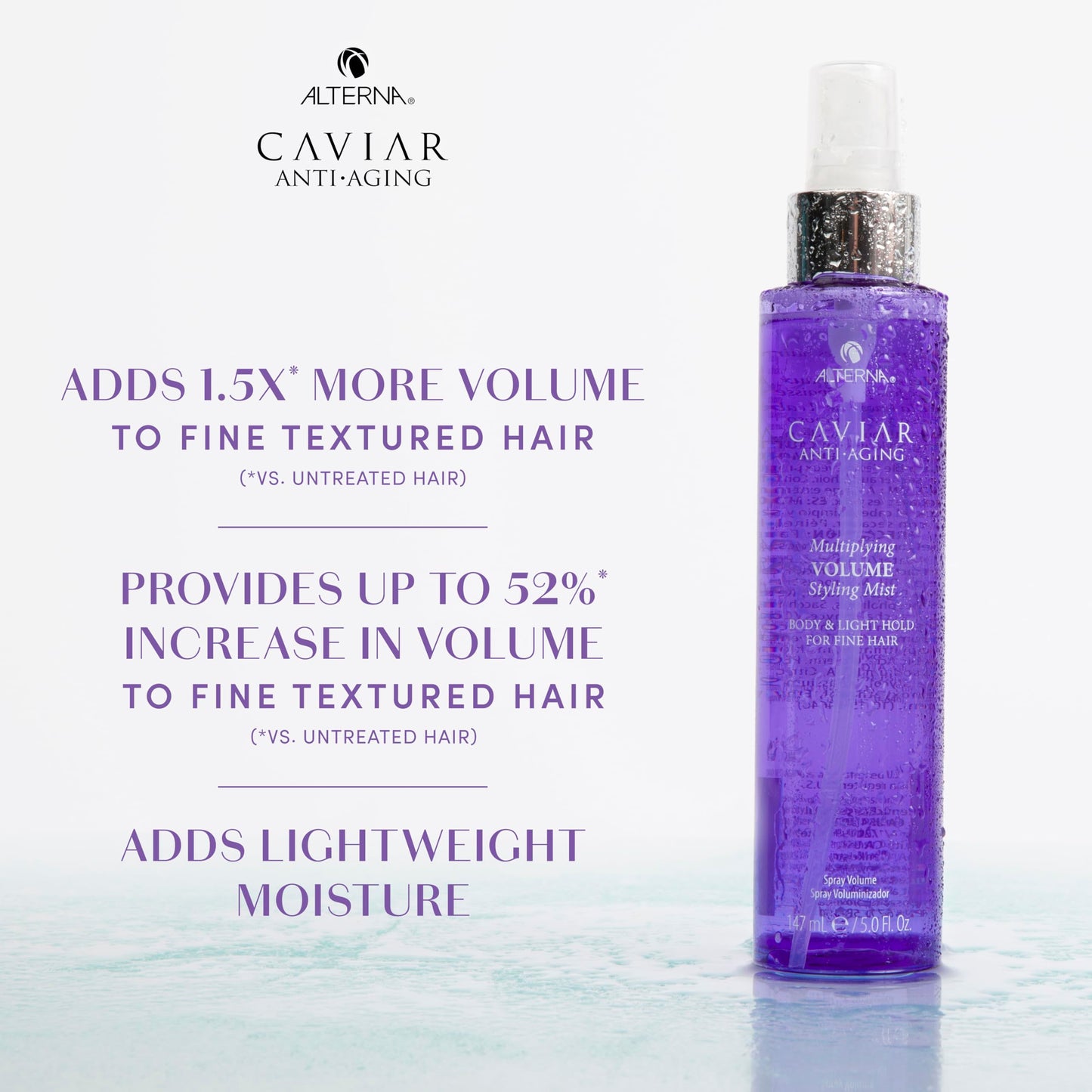 White Smoke Alterna Haircare CAVIAR Anti-Aging Multiplying Volume Styling Mist, 5 Fl Oz | For Fine, Thin Hair | Light Hold | Create Instant Volume and Thickness | Sulfate Free