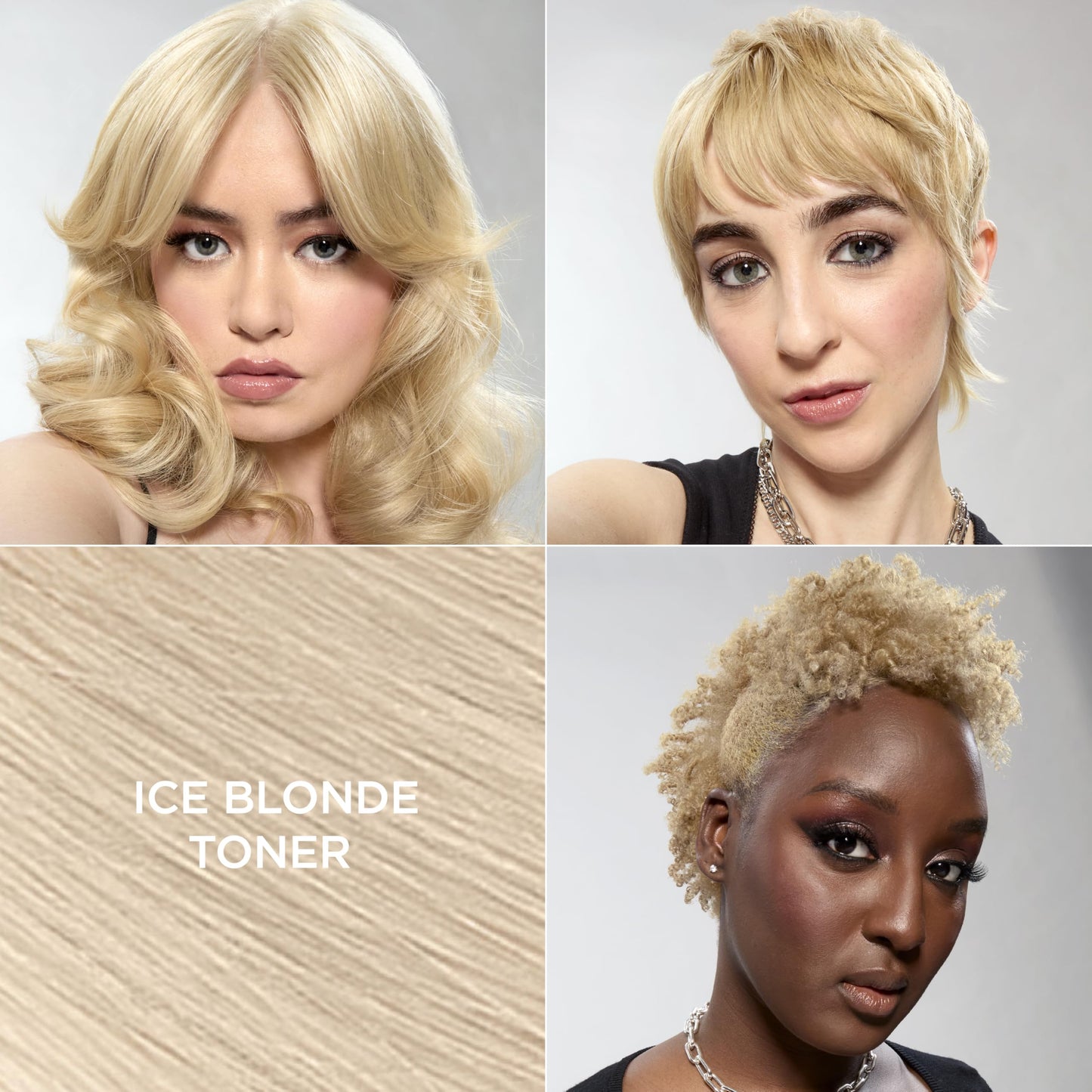 Tan L’Oreal Paris Feria Long-Lasting Anti Brass Power Hair Toner, Ammonia Free Demi Permanent Hair Color, Ice Blonde Hair Toner, 1 Application