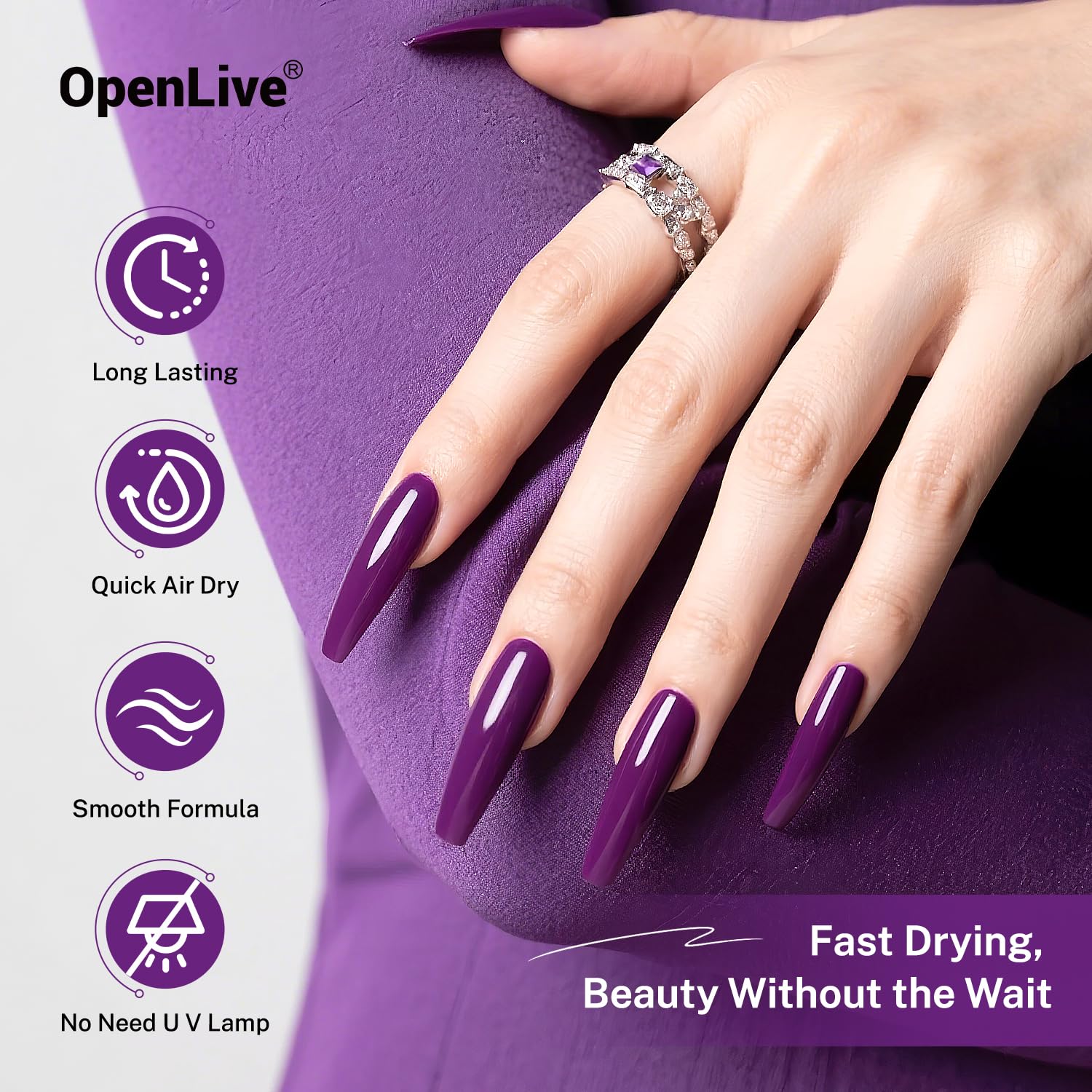 Light Slate Gray OpenLive 16.5ml Purple Nail Polish Large Volume Quick Drying Nail Polish, Fast Drying and Long Lasting Color Nail Art DIY Home Manicure Gift for Women