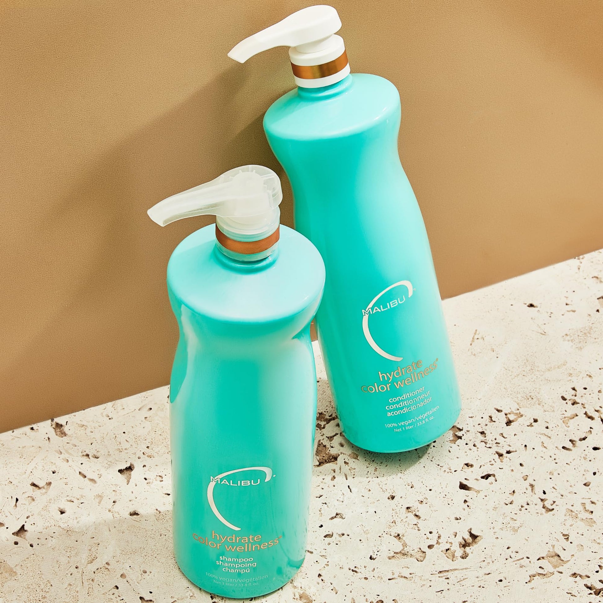 Light Gray Malibu C Hard Water Wellness Shampoo and Conditioner Duo - Hydrating Hair Care for Shine & Manageability - Protects from Waterborne Elements That Cause Dry, Damaged Hair (33.8oz)