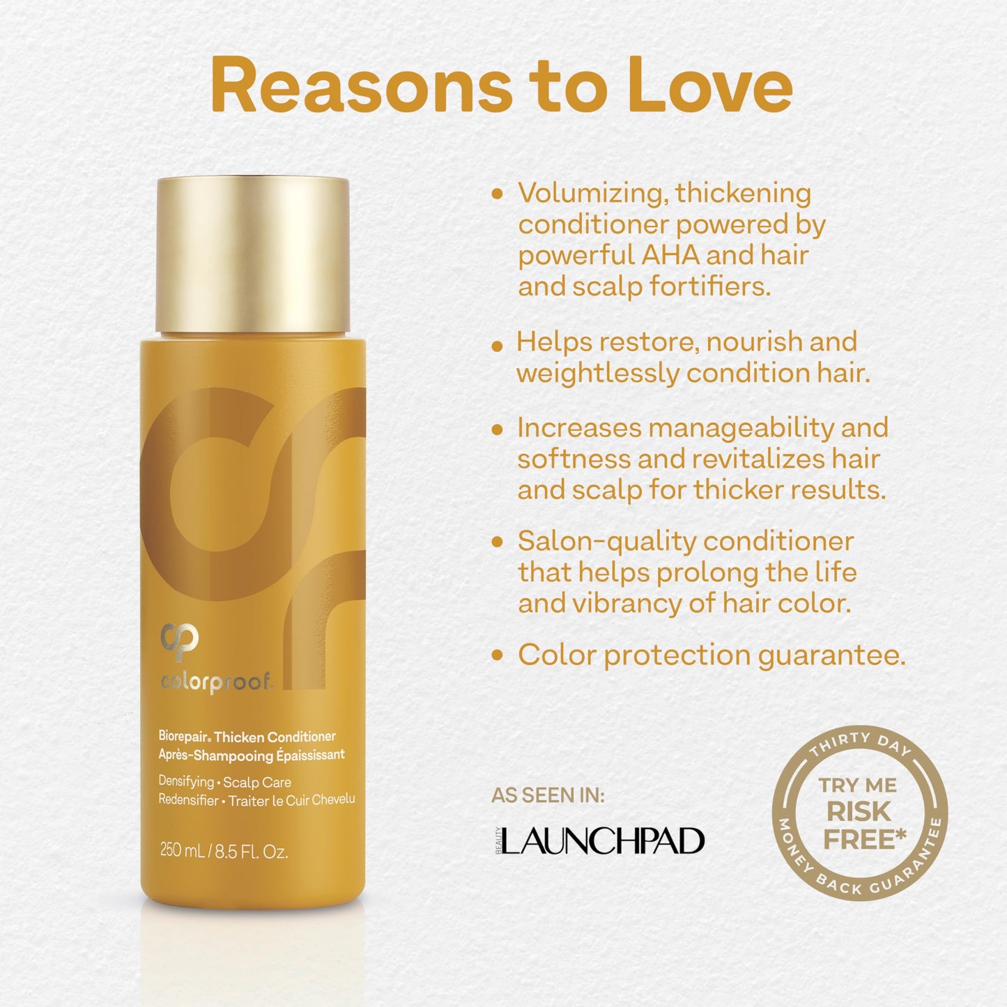 Seashell Colorproof Biorepair Thicken Conditioner for Thinning Color-Treated Hair, Nourishes & Stimulates Hair & Scalp, Thicker, Fuller Looking Hair, Sulfate-Free, Vegan