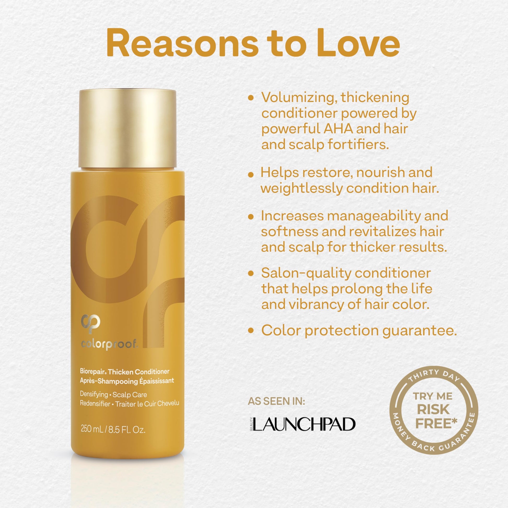 Seashell Colorproof Biorepair Thicken Conditioner for Thinning Color-Treated Hair, Nourishes & Stimulates Hair & Scalp, Thicker, Fuller Looking Hair, Sulfate-Free, Vegan