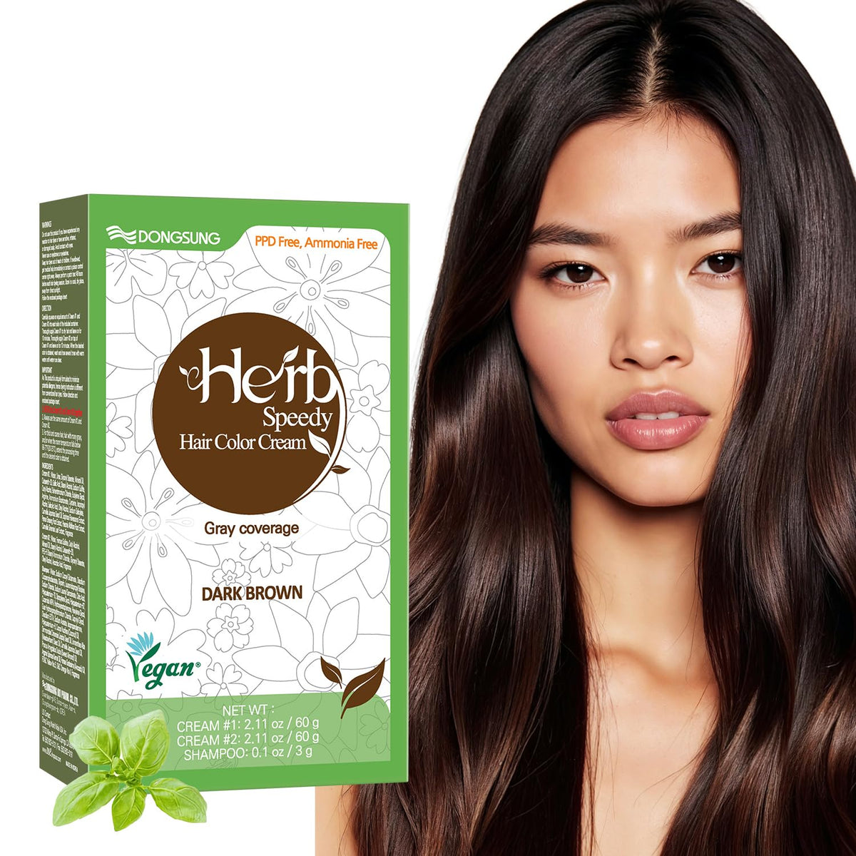 White Smoke Herb Speedy Color Cream (Dark Brown, 1 Pack) – Korean Herbal Vegan Hair Dye