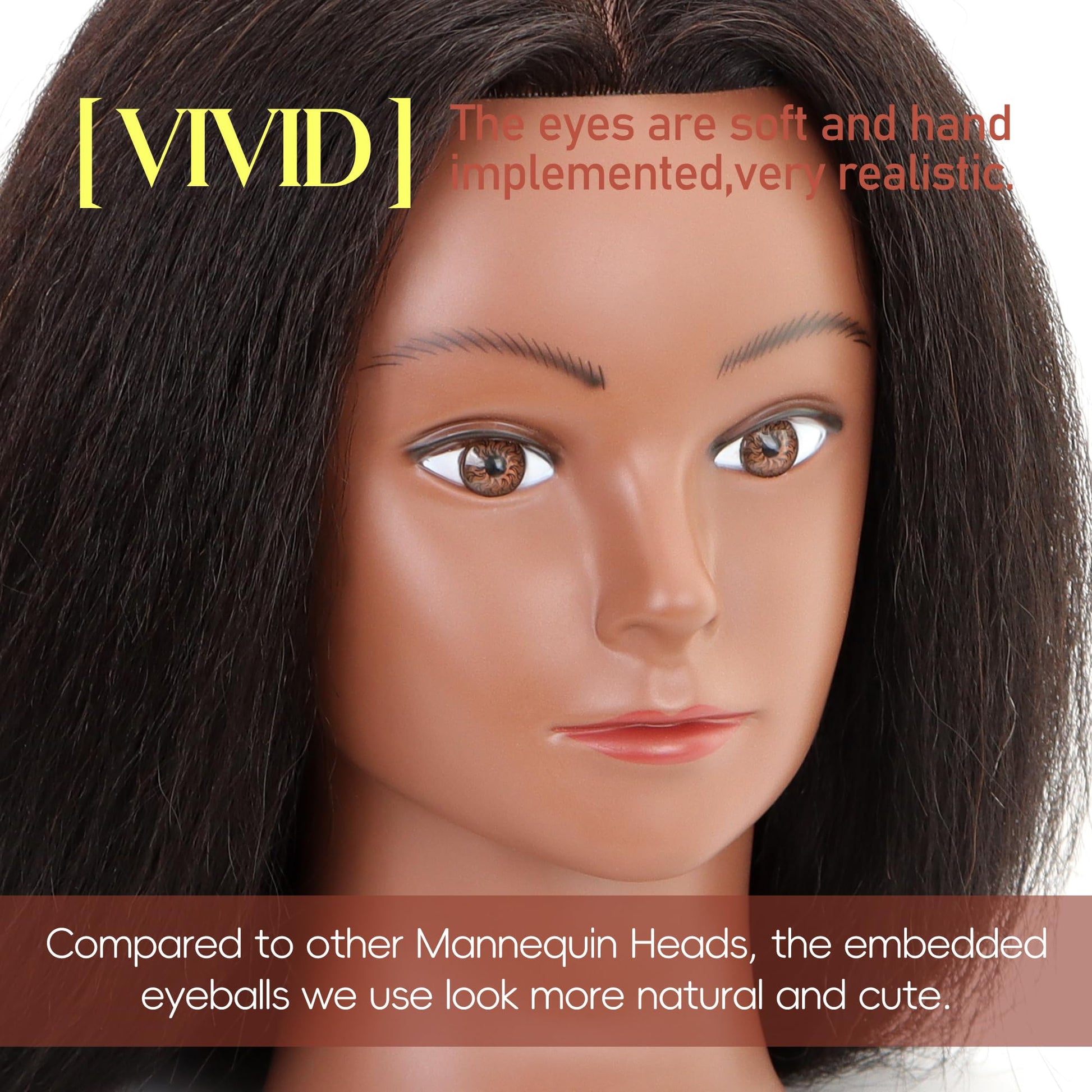 Black YODIDI Mannequin Head with 100% Human Hair, Manikin Head Human Hair Cosmetology Doll Head for Hair Styling Hairdresser Practice Braiding with Table Clamp Stand and Tools (16 inch + tripod)