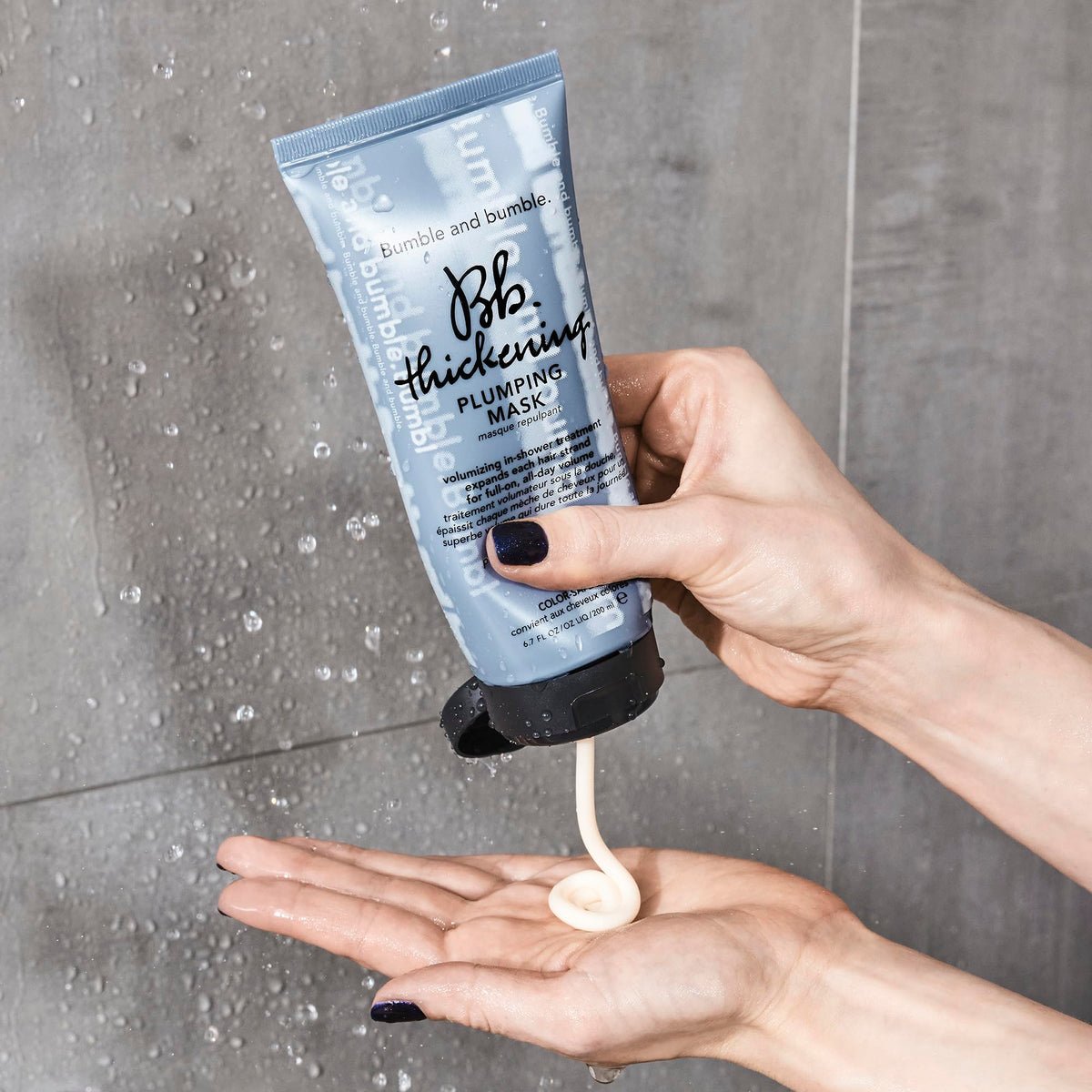 Dark Gray Bumble and bumble. Thickening Plumping Hair Mask | Lightweight Formula Adds Volume and Hydration | Strengthens, Detangles, Smooths | For Fine to Medium Wavy, Straight Hair Types, 6.7 Fl Oz