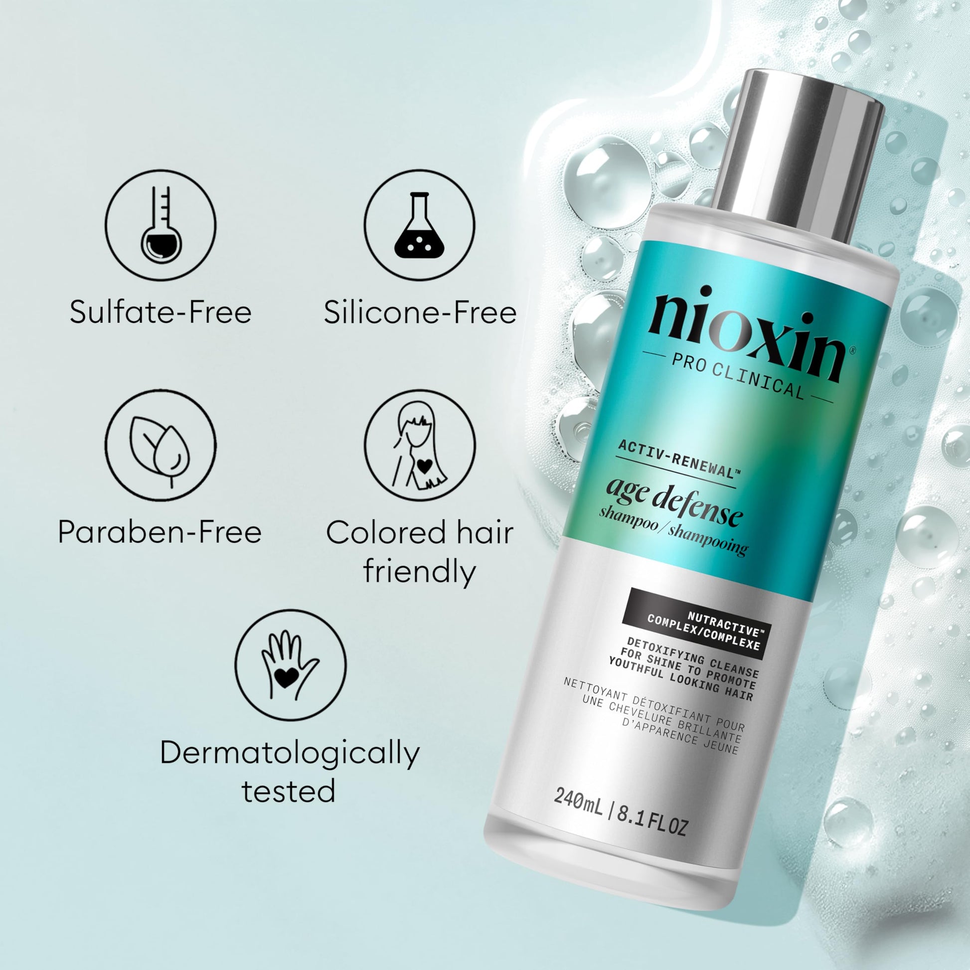 Lavender NIOXIN Age Defense Shampoo for Aging Hair | Detox Scalp Cleanser with Niacinamide | 33.8 Fl Oz | 1000mL