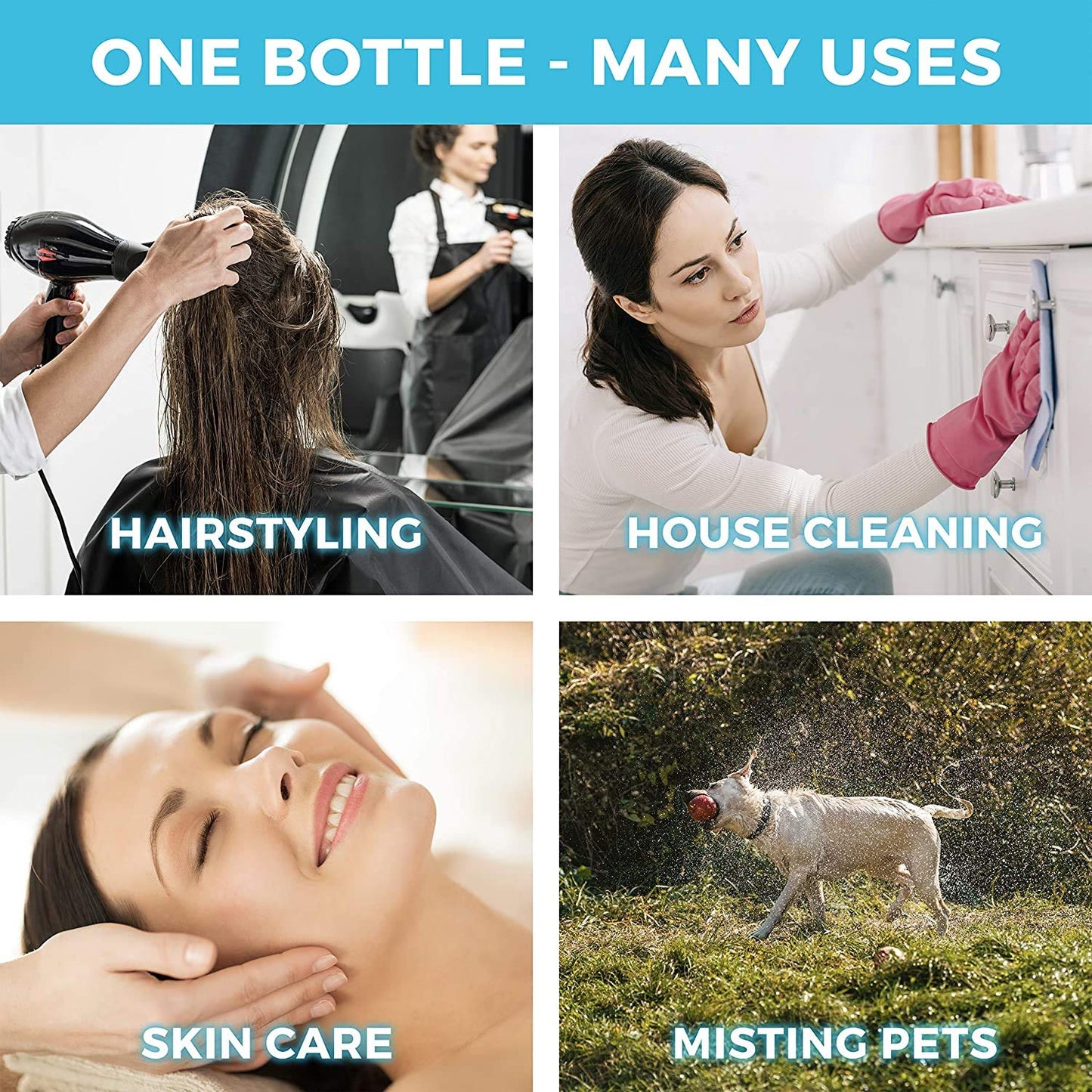 White Smoke Alpree Hair Spray Bottle Continuous Water Mister Bottle Empty Ultra Fine for Hair Styling, Pets, Plants, Cleaning, Misting & Skin Care, Salons, for Taming Hair in Morning, Curly Hair, Essential Oil