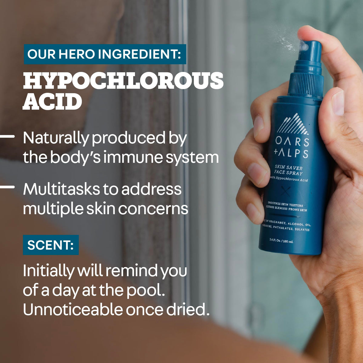 Dim Gray Oars + Alps Hypochlorous Acid Spray for Face, Skin Saver, 3.4oz