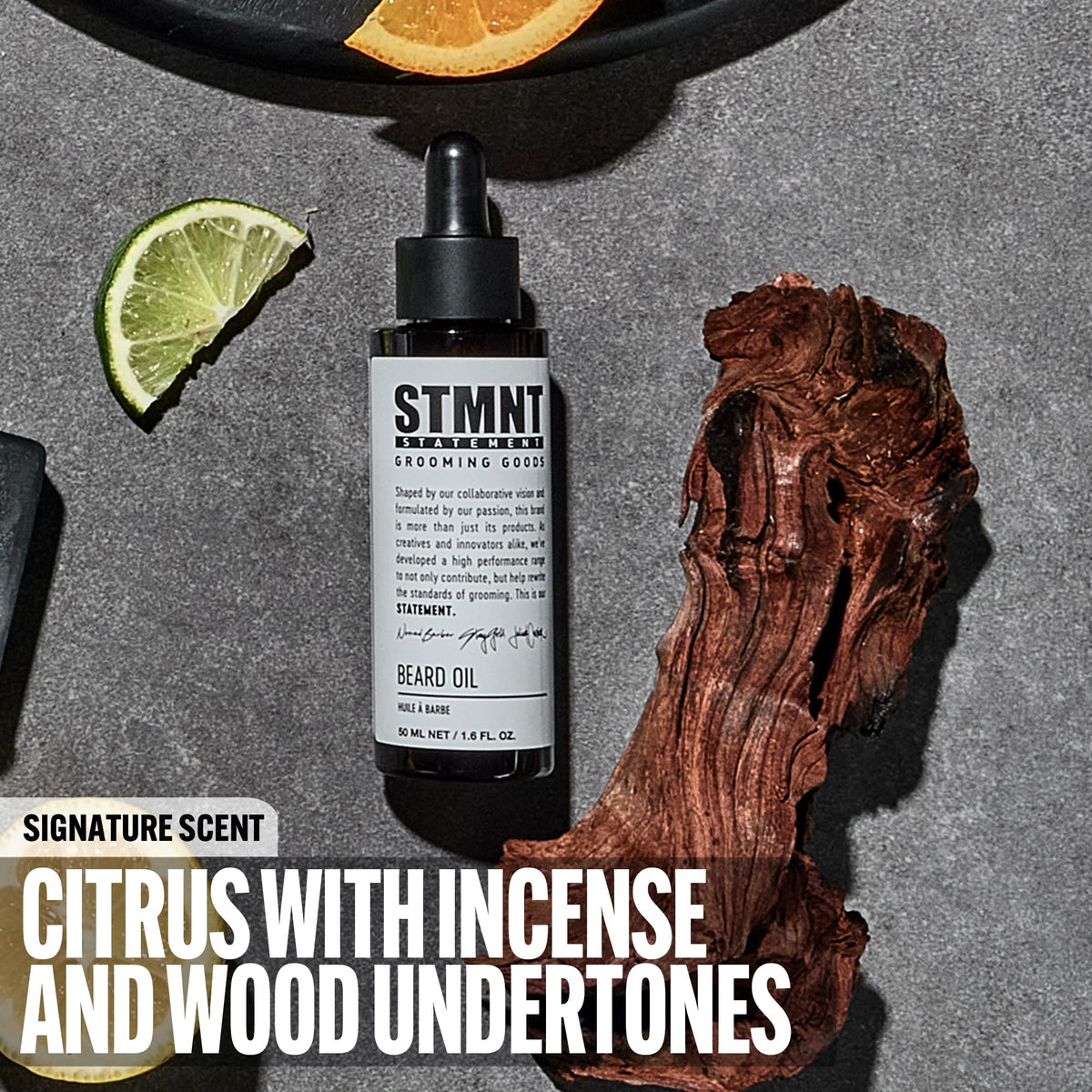 Dim Gray STMNT Grooming Goods Beard Oil, 1.6 oz | Silicone Free| Moisturizing Formula with Natural Oils