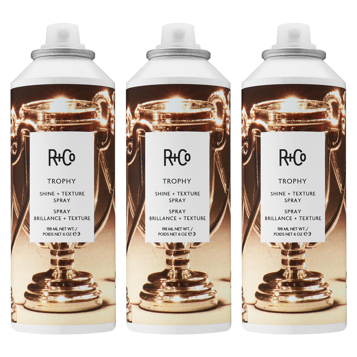 White Smoke R+Co TROPHY Shine + Texture Spray