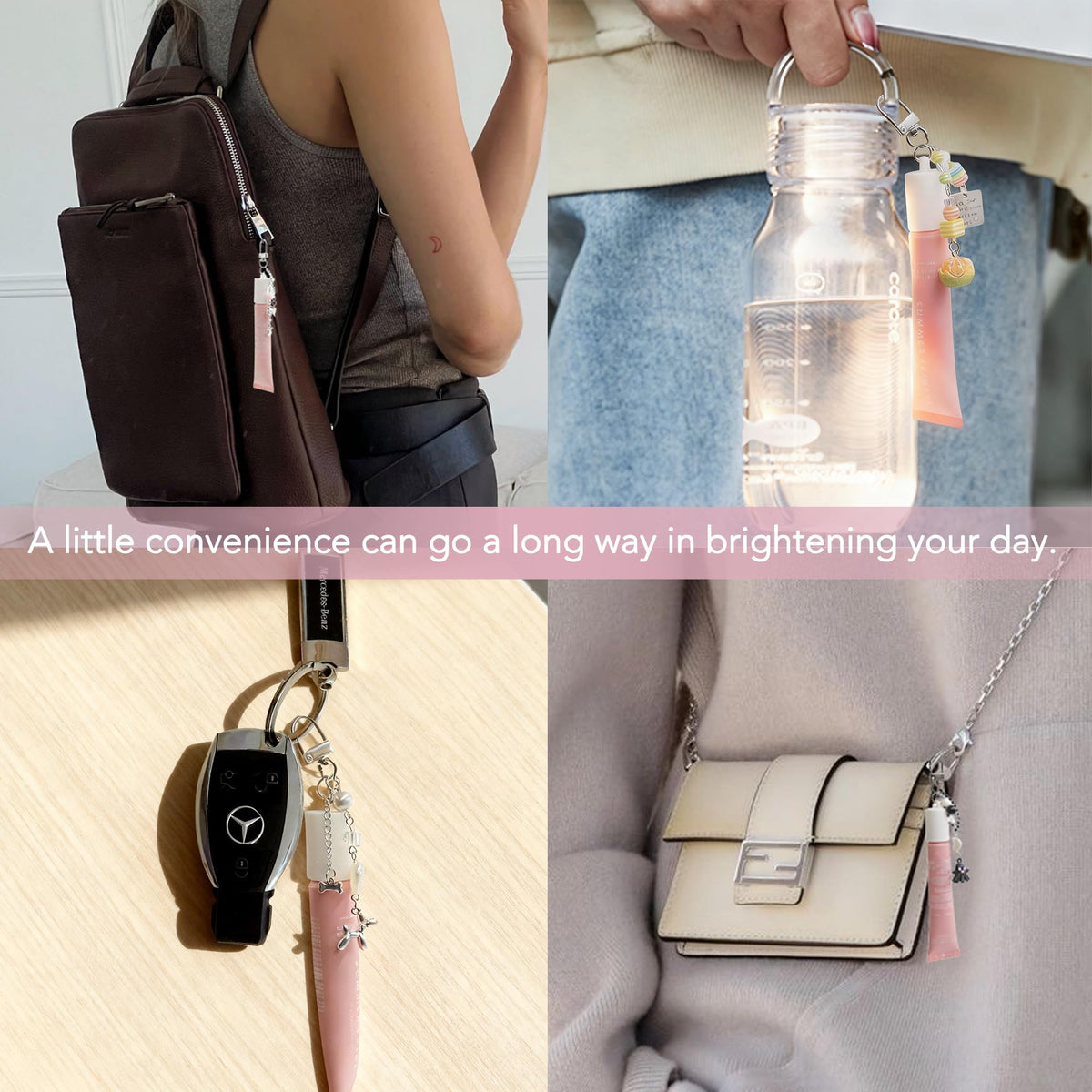 Bisque Lip Balm Holder Cap Keychains for Lipstick, Lip Gloss - Compatible with Summer Fridays & LANEIGE（No Lip Balm）