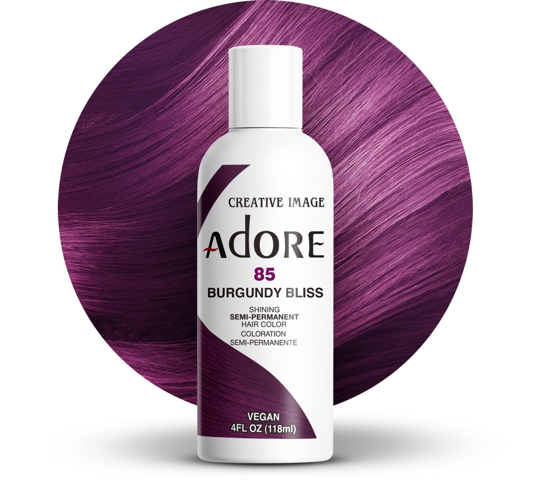 White Smoke Adore Semi Permanent Hair Color - Vegan and Cruelty-Free Hair Dye - 4 Fl Oz - 085 Burgundy Bliss (Pack of 3)