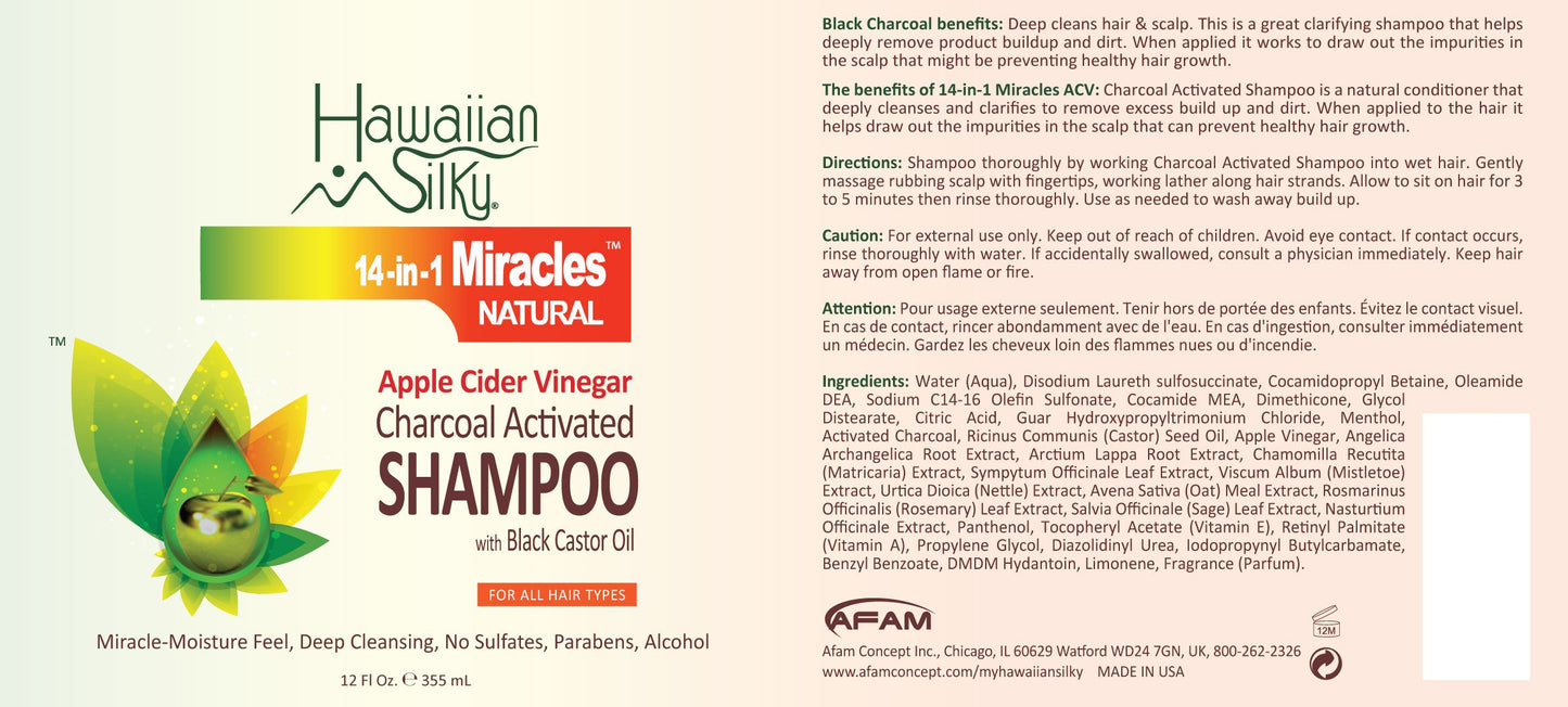 Gray Hawaiian Silky Hawaiian silky 14-in-1 miracles charcoal activated shampoo 12 fluid ounce, White, 12 Fl Ounce