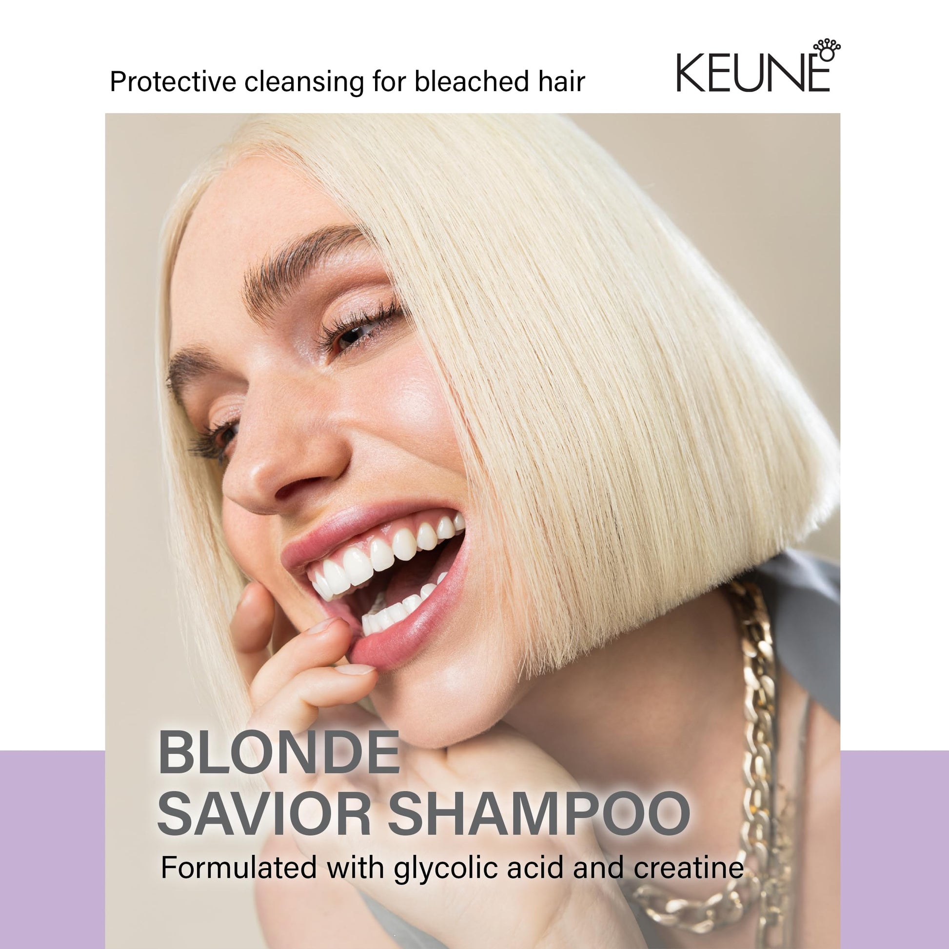 White Smoke Keune Care Blonde Savior Shampoo, Sulfate-Free & Strengthening Cleanser for Blonde & Bleached Hair, 10.1 Fl Oz