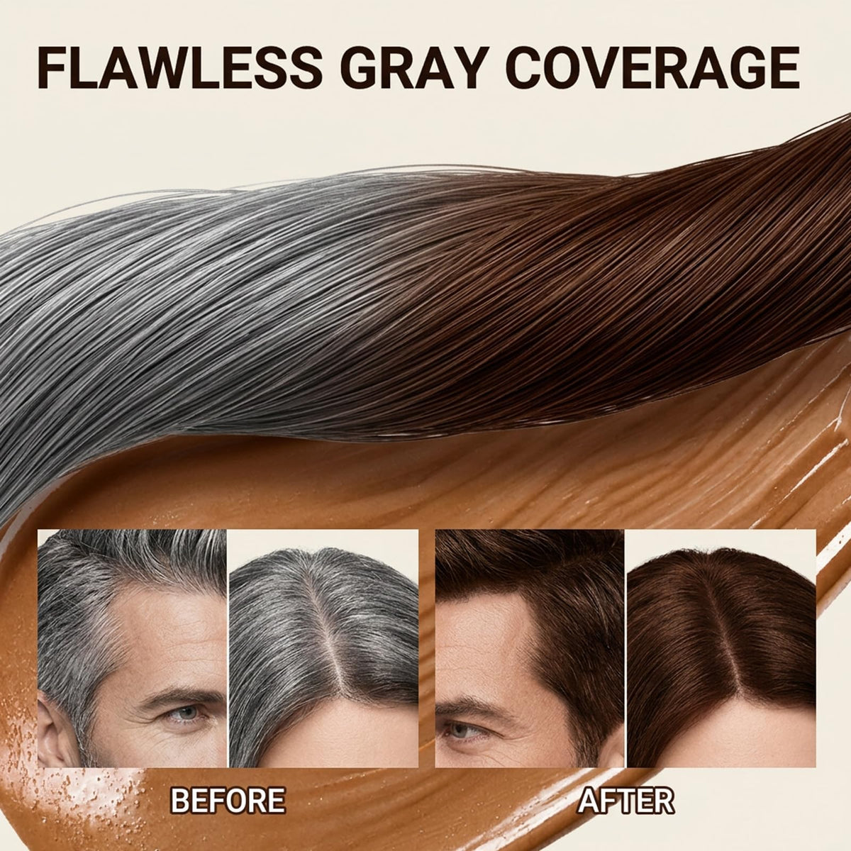 Antique White Pearwood Color Shampoo 3-in-1 Semi-Permanent Hair Dye (Black)