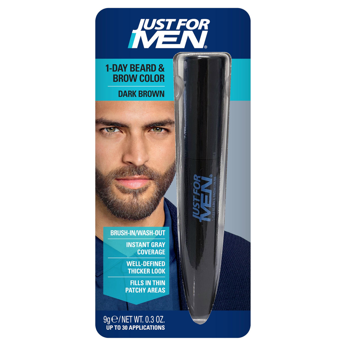 Midnight Blue JUST FOR MEN 1-Day Beard & Brow Color, Temporary Color, Dark Brown