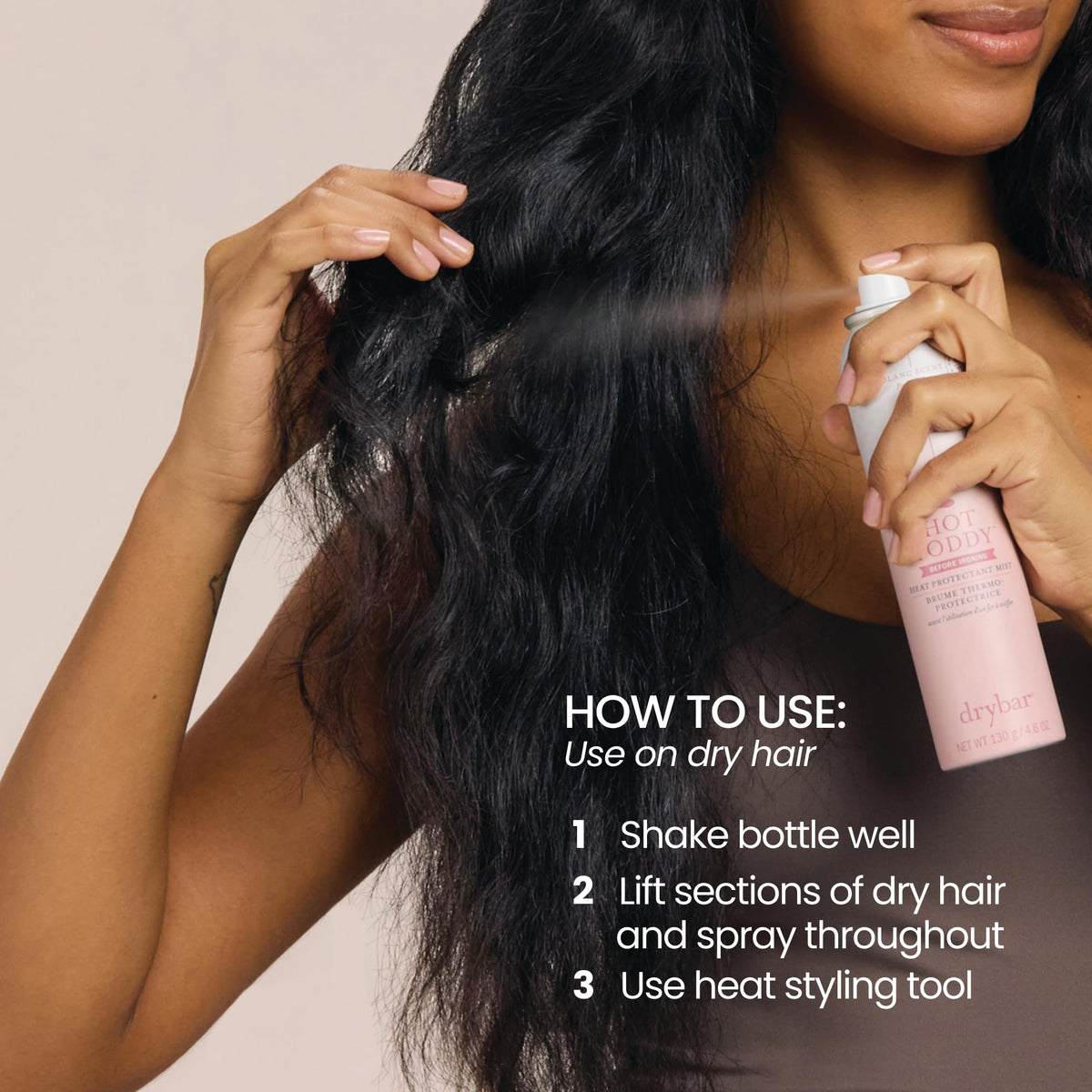 Light Gray Drybar Hot Toddy Heat Protectant Mist for Hair, Blanc Scent, 1.5 oz