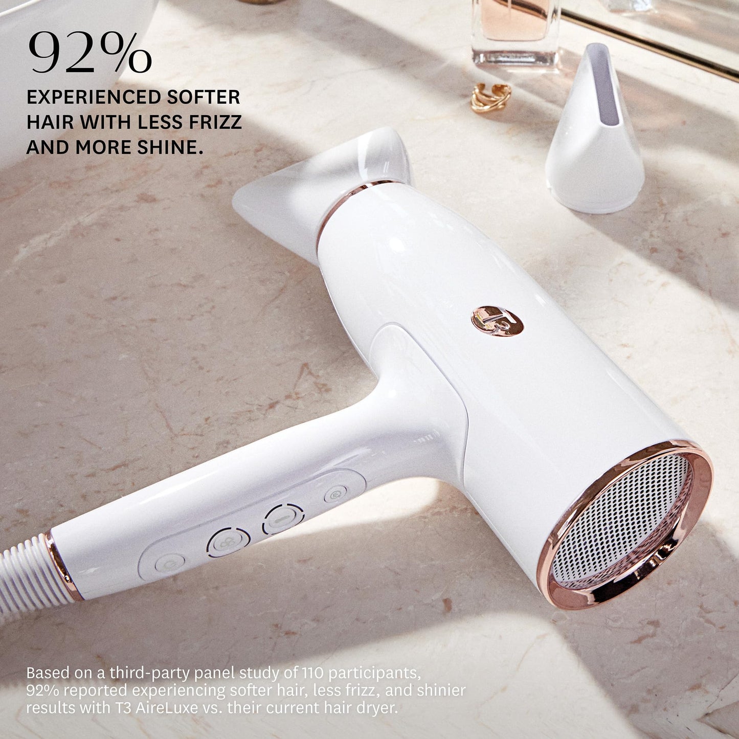 Rosy Brown T3 AireLuxe Professional Ionic Hair Dryer and Brush Set, with 5 Heat and 3 Speed Settings, Ion Generator, Cool Shot, Includes Paddle Brush and 2.5" Round Brush