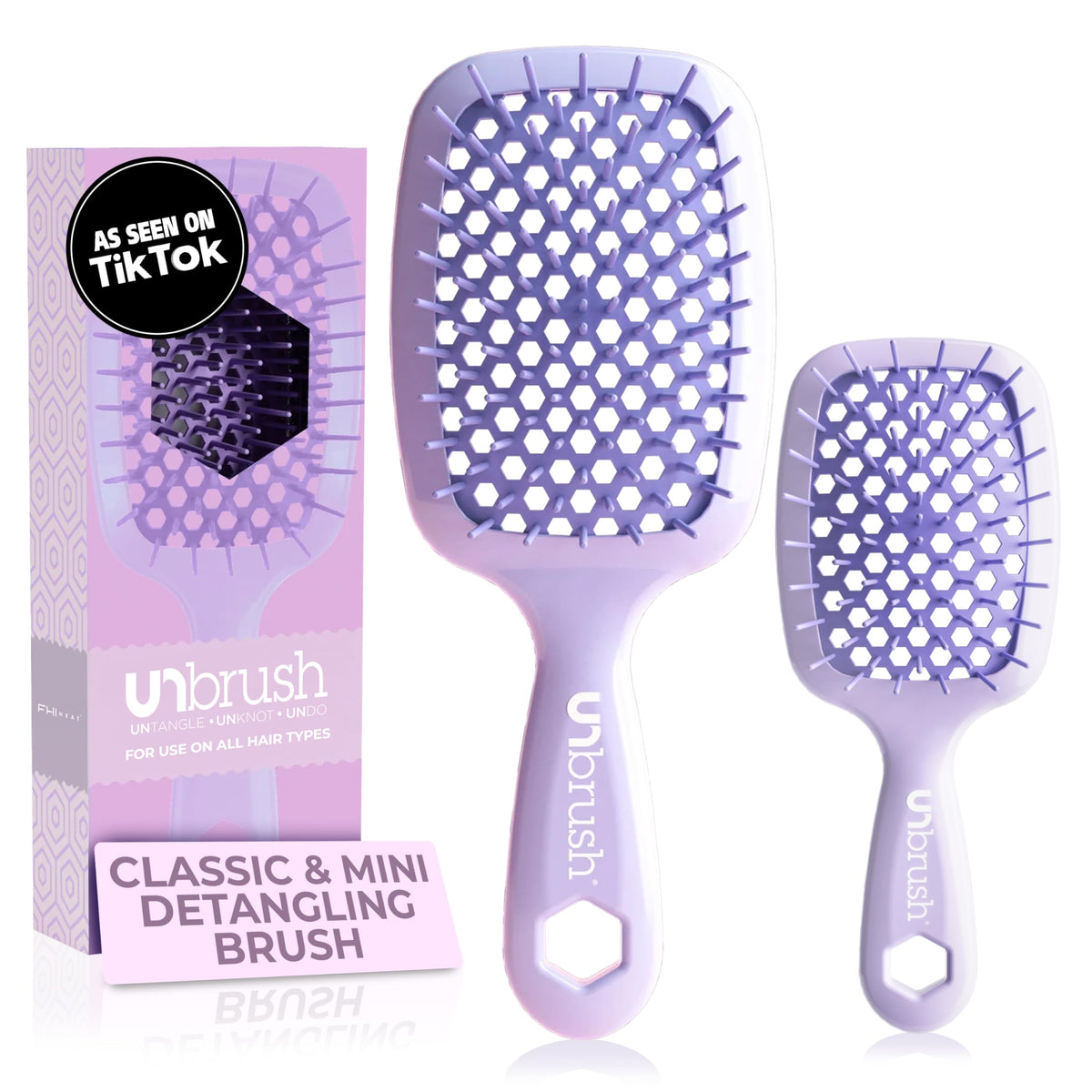 White Smoke FHI Heat UNbrush Detangling Brush Combo Pack - Original + Mini