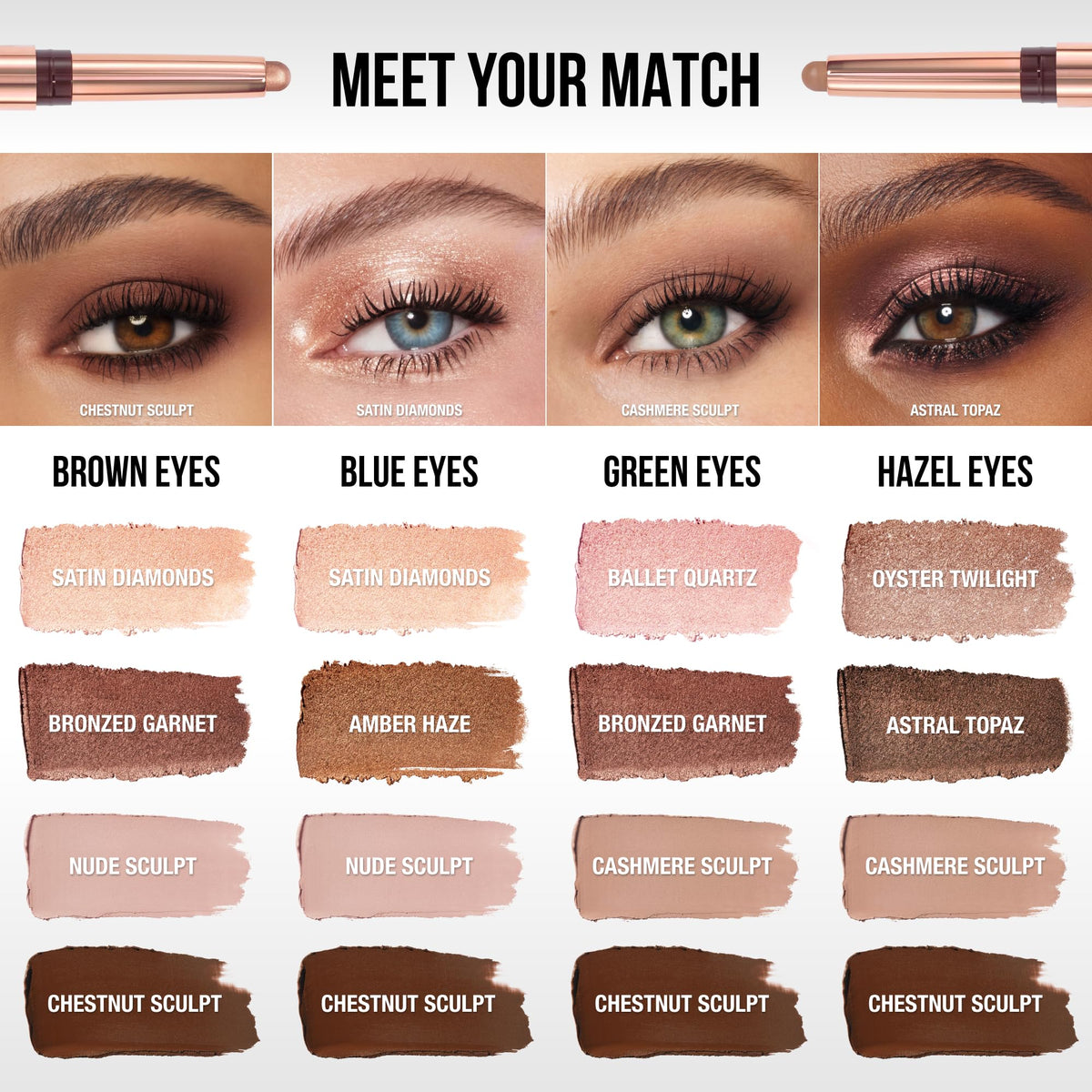 White Smoke Charlotte Tilbury Exagger-Eyes Easy Eyeshadow Stick, Blendable Cream