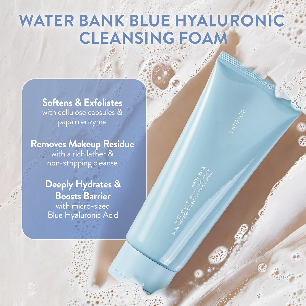 Light Gray LANEIGE Water Bank Cleansing Foam