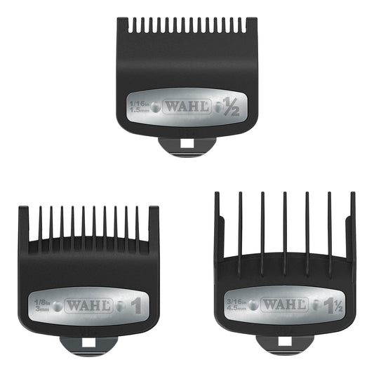 White Smoke Wahl Professional 3 Pack Premium Attachments, Secure-Fit Clipper Comb Set, Durable, Includes 1/2", 1", and 1 1/2" Sizes