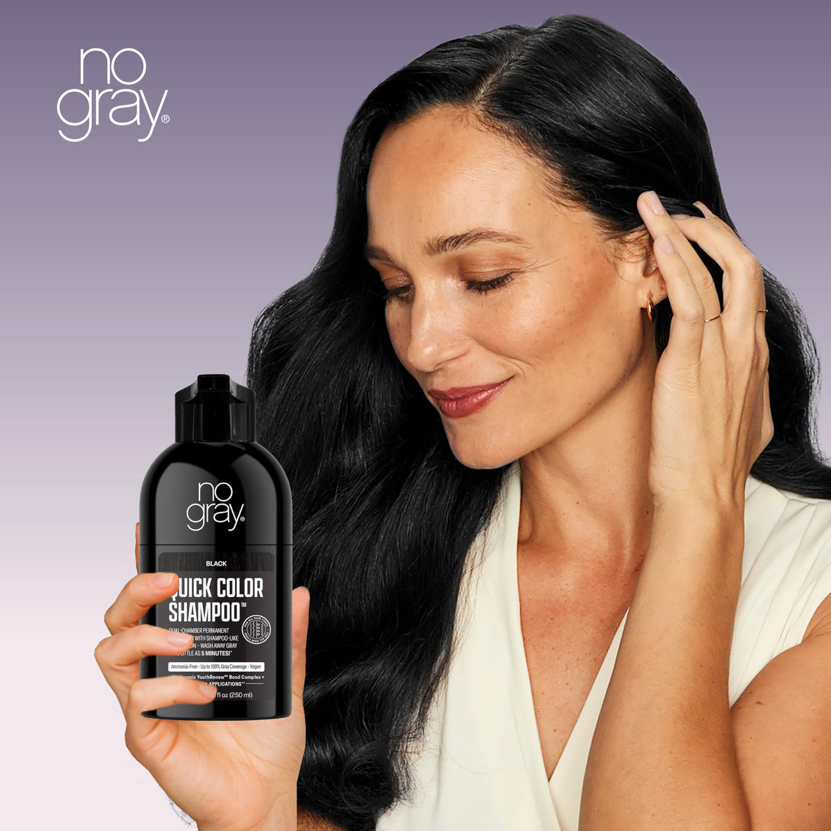 Black No Gray Quick Permanent Hair Color Shampoo, Black, 8.45 oz