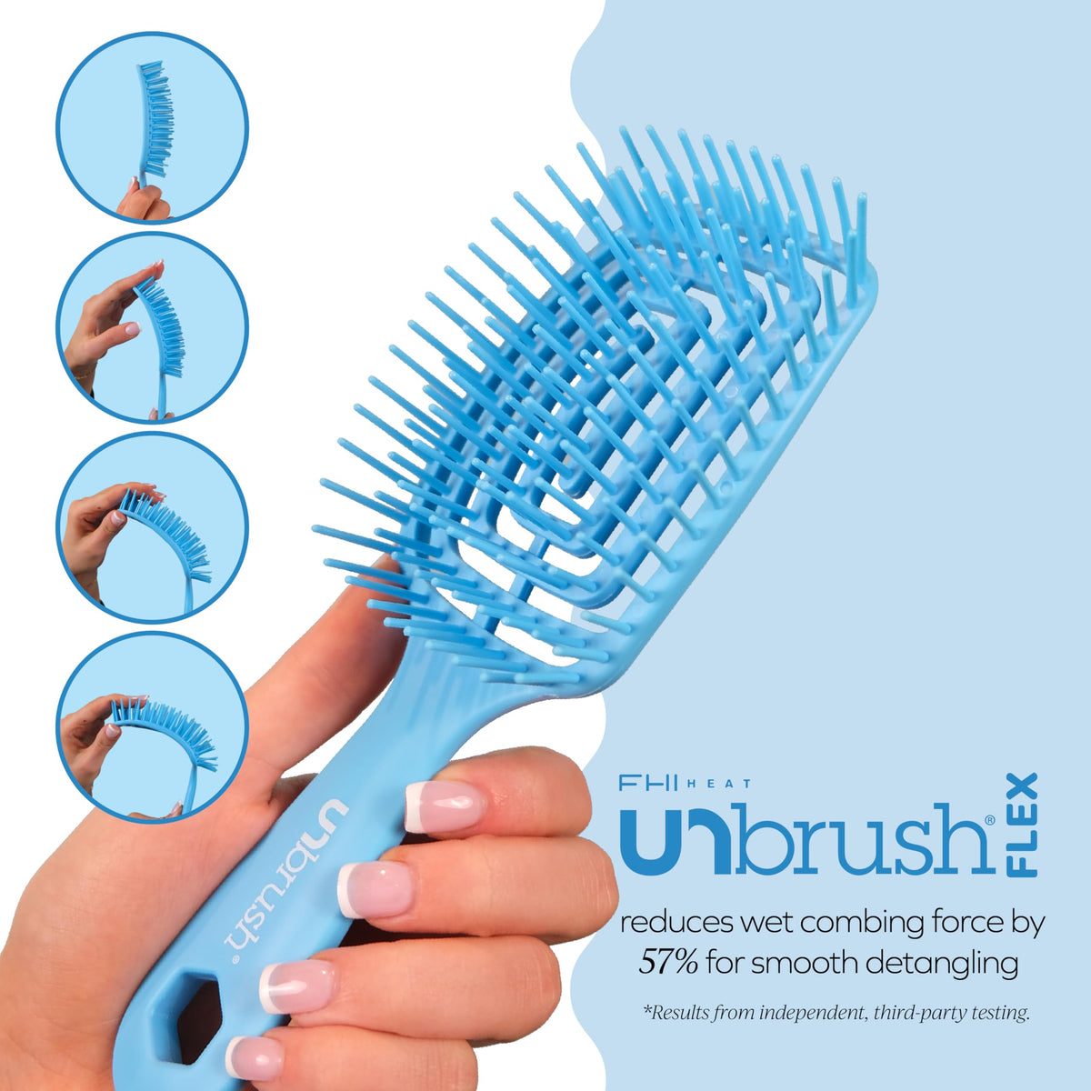 White Smoke FHI Heat UNbrush Flex Detangling Brush - Ultra Flexible Hairbrush