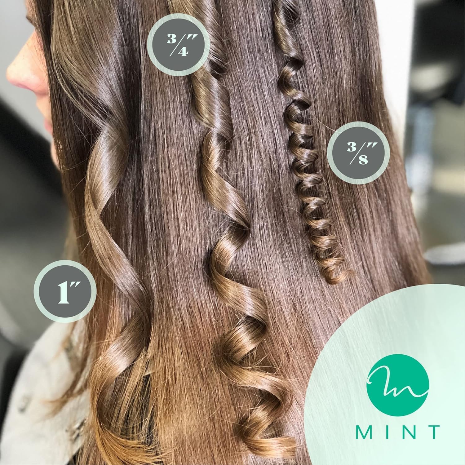 Slate Gray MINT Professional Clamp-Free Curling Wand 1 Inch for Long Hair | Extra Long Curl Wand w 4-Heater Ionic Ceramic Tourmaline Barrel | Best Curling Wands | Adjustable 230-430°F | Worldwide Dual Voltage
