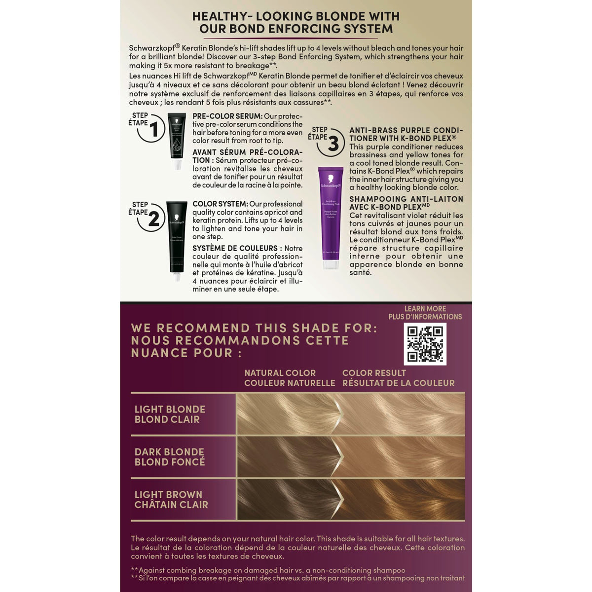 Brown Schwarzkopf® Keratin Blonde 11. High Lift Natural Blonde Permanent Hair Dye