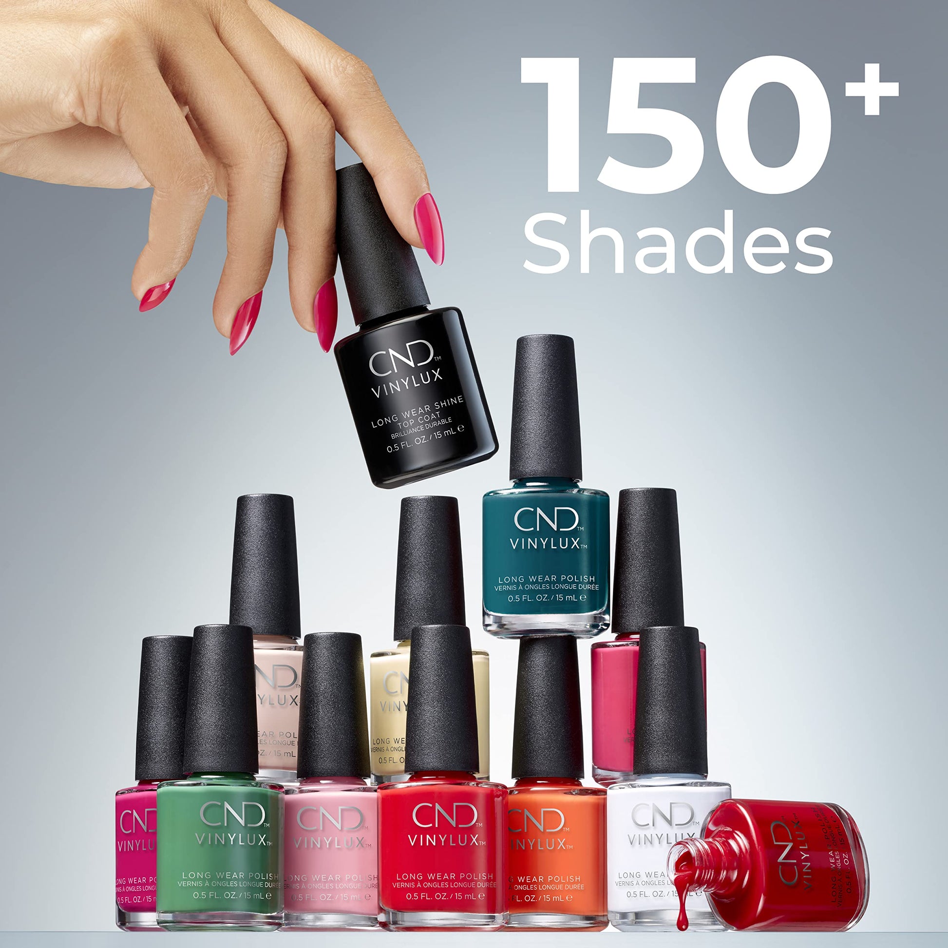 Gray CND Vinylux Longwear Pink Nail Polish, Gel-like Shine & Chip Resistant Color, 0.5 Fl Oz