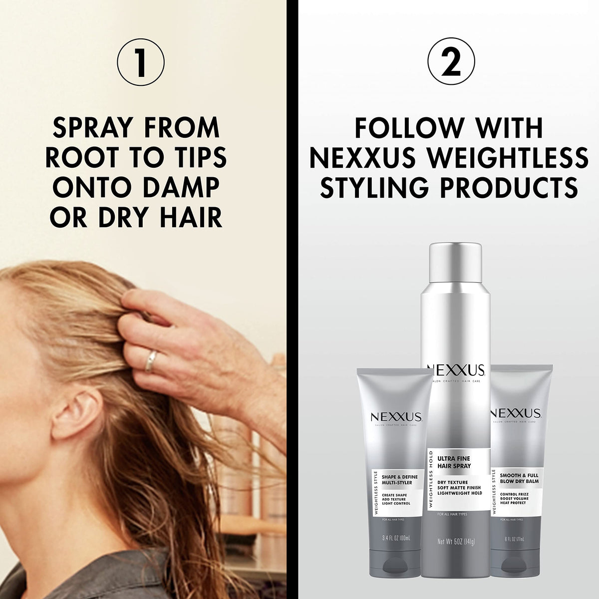 White Smoke Nexxus Prep & Protect Leave-In Spray Weightless Style Detangler Leave-in Conditioner Spray Moisturizer, Detangler & Heat Protectant 4.1 oz
