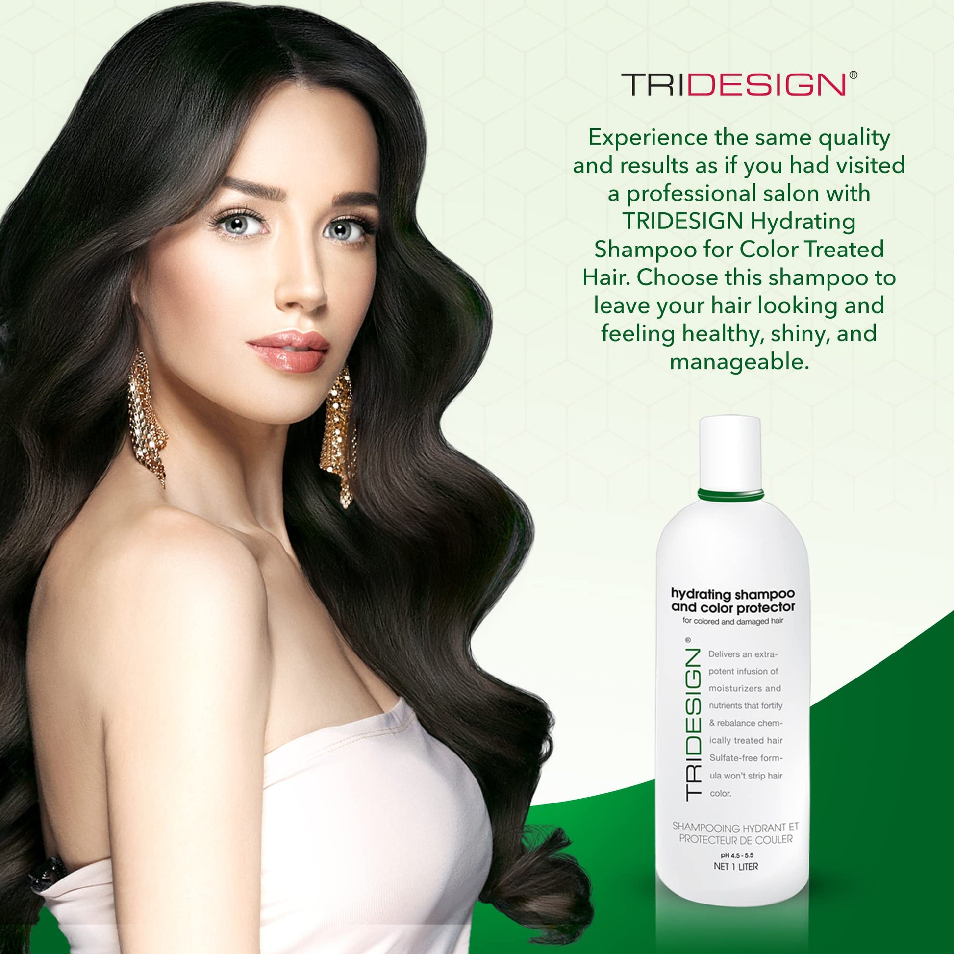 Honeydew TRIDESIGN Hydrating Shampoo for Color Treated Hair, Sulfate and Paraben Free Color Care Treatment, Concentrated Hair Color Shampoo, Gently Cleanses -33.8 Fluid Ounce