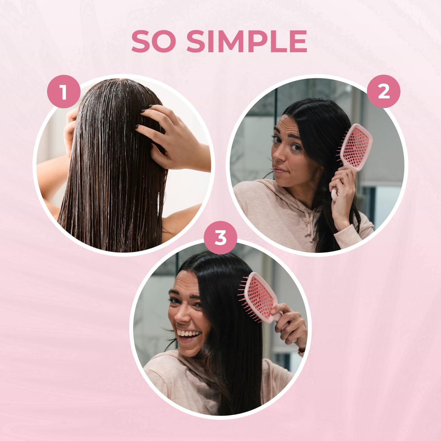 Misty Rose FHI Heat UNbrush Mini Detangler Brush for Pain-Free Brushing on All Wet or Dry Hair Types — Durable Duoflex Anti-Static Bristles, Lightweight Handle, Vented Mini Hair Brush, Peony Light Pink