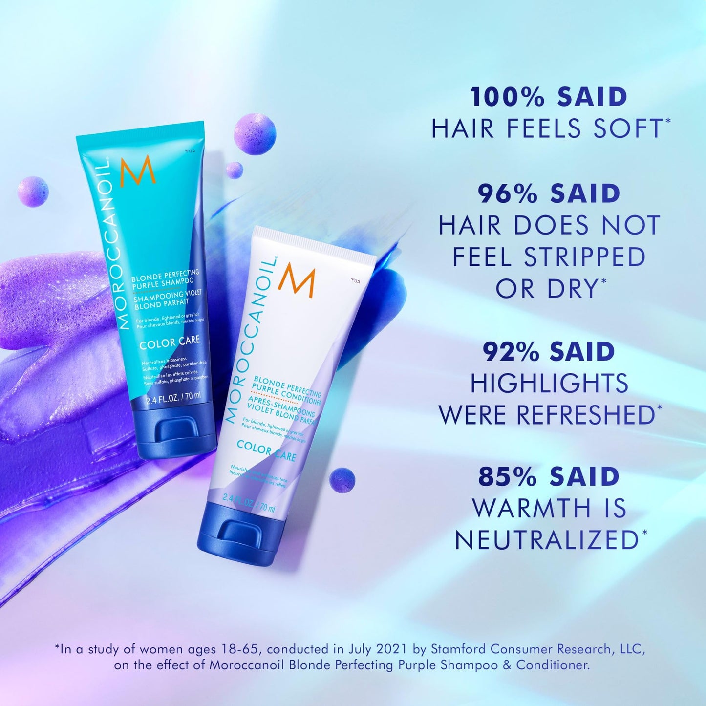 Light Blue Moroccanoil Blonde Perfecting Purple Conditioner, 2.4 Fl Oz