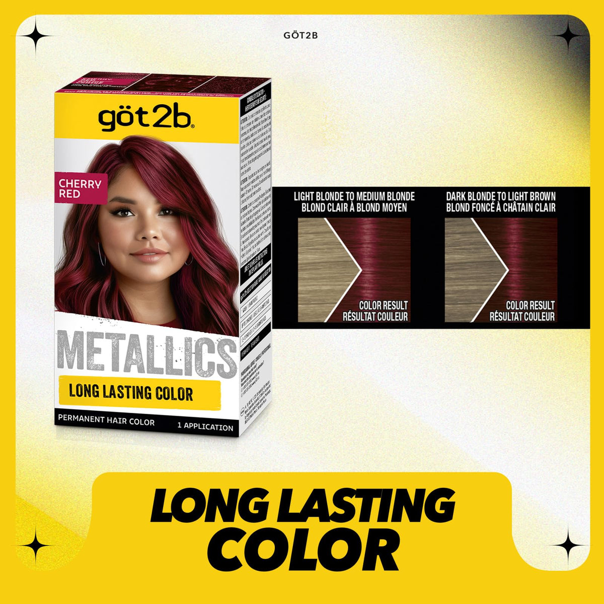 Seashell got2b Metallics Permanent Hair Color, M70 Cherry Red, Upto 30 Washes, 1 Kit