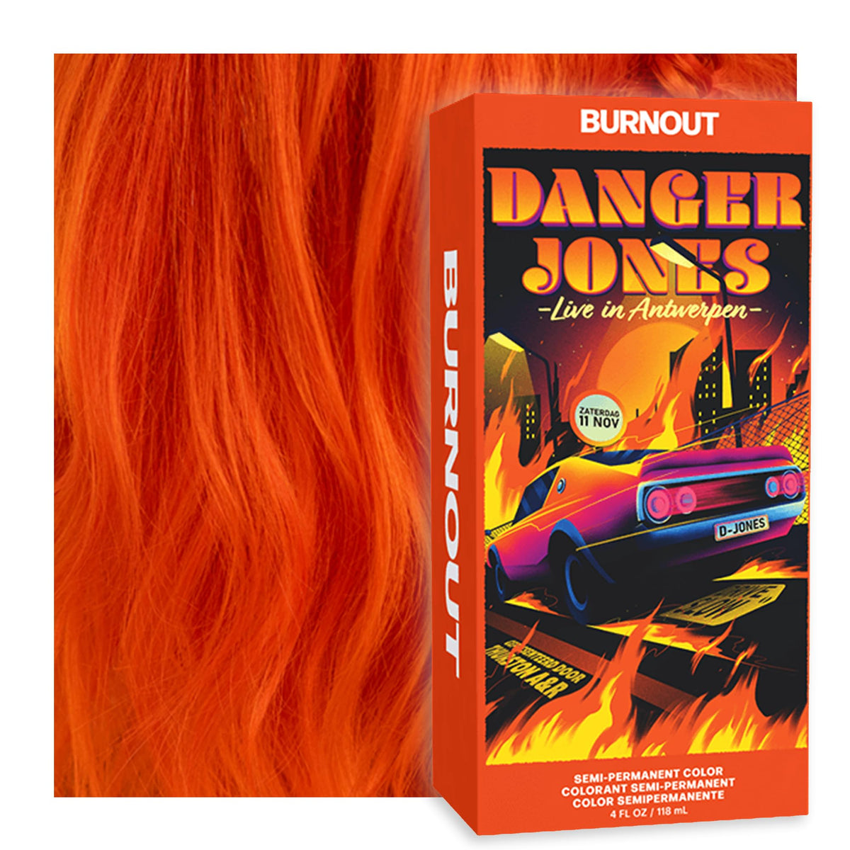 Firebrick Danger Jones Semi-Permanent Hair Color (Burnout - Orange)