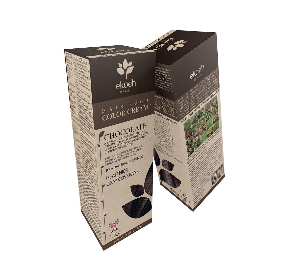 White Smoke Hair Color EKOEH BRASIL Cream Chocolate, PPD FREE, VEGAN 2.7fl.oz