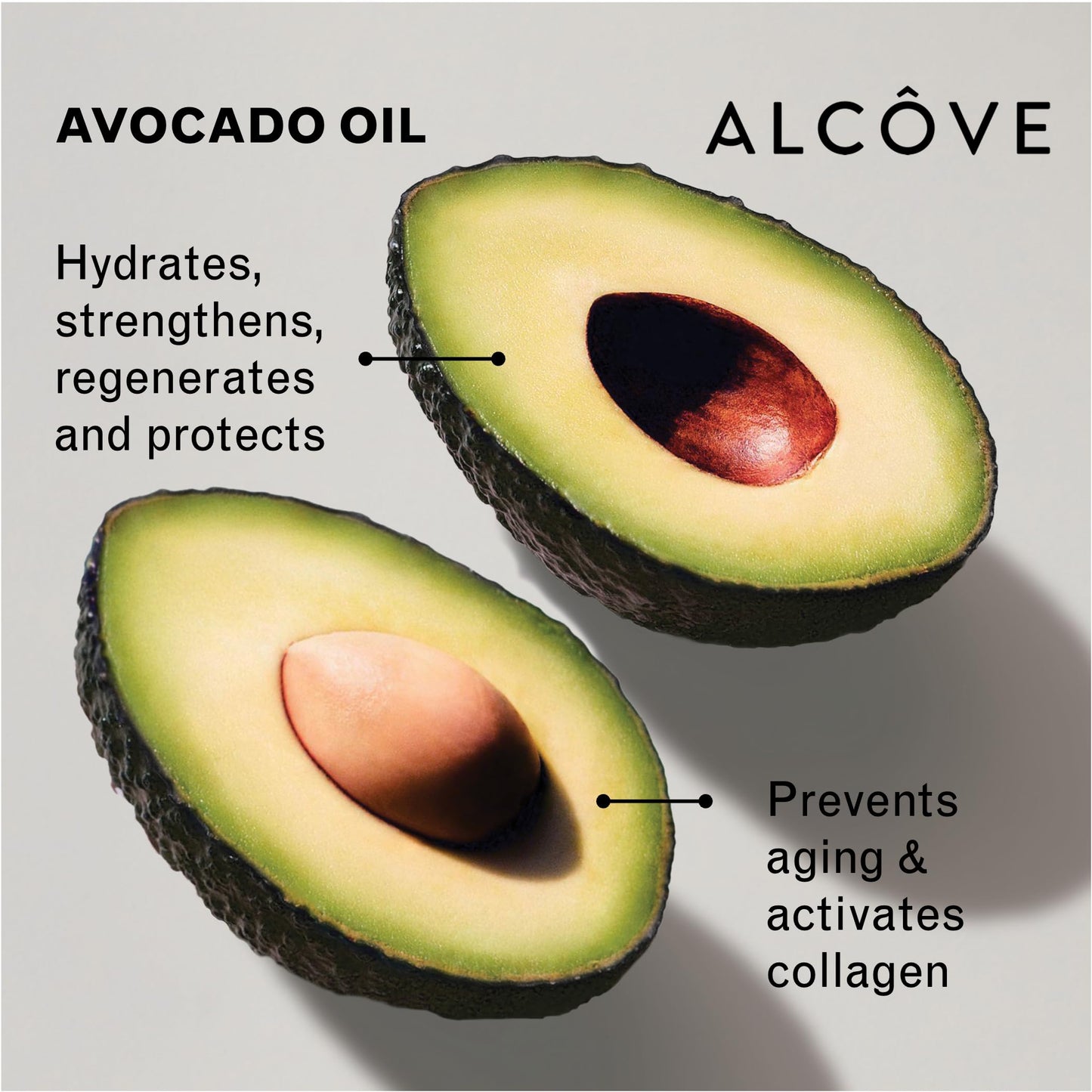 Light Gray Alcôve - Restructuring Mask - Revitalizes & Offers Manageability - Deep Conditioning Hair Mask Made with Avocado & Moringa Oils - Hydrate, Repair, and Fortify Damaged Hair - Color-Safe - Vegan - 8.5oz