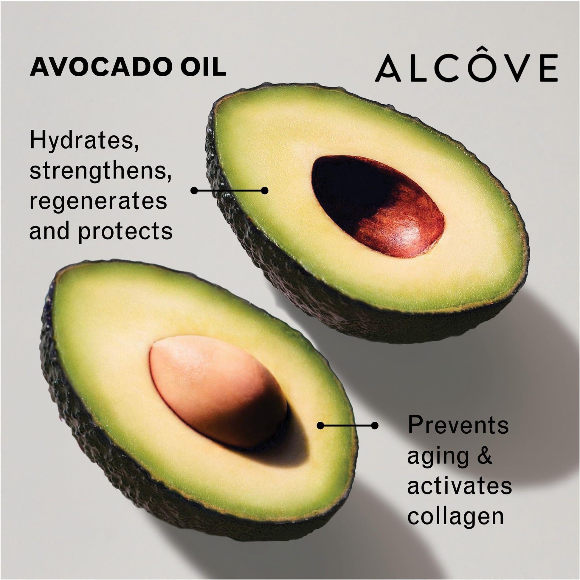 Light Gray Alcôve - Restructuring Mask - Revitalizes & Offers Manageability - Deep Conditioning Hair Mask Made with Avocado & Moringa Oils - Hydrate, Repair, and Fortify Damaged Hair - Color-Safe - Vegan - 8.5oz