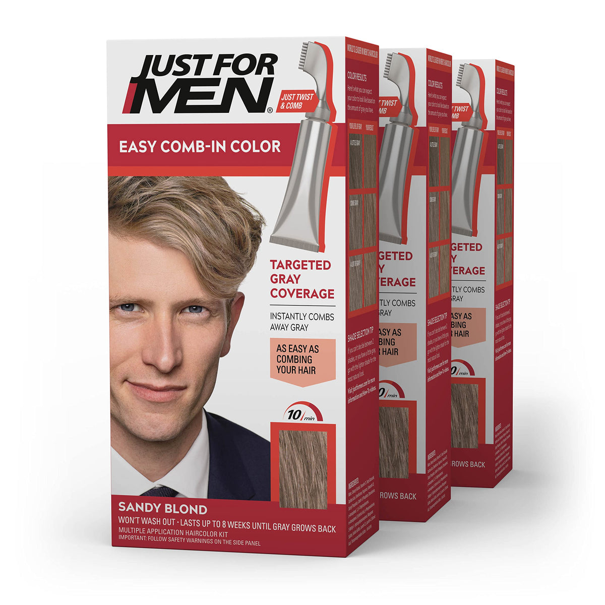 White Smoke JUST FOR MEN Easy Comb-In Color, No-Mix, Sandy Blond A-10 (1 Pack)