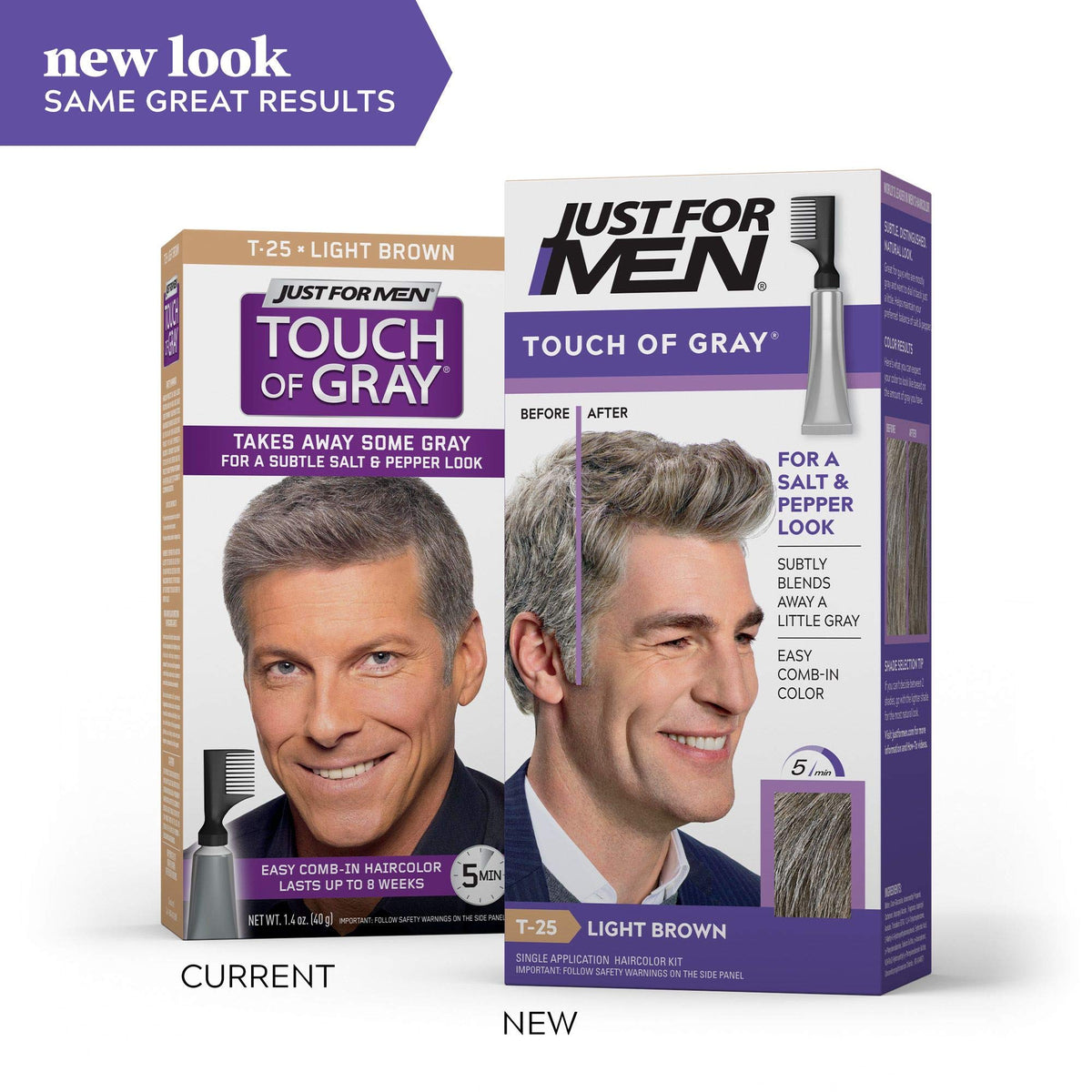 White Smoke JUST FOR MEN Touch of Gray Hair Treatment T-25 Light Brown 1 Each (Pack of 5)