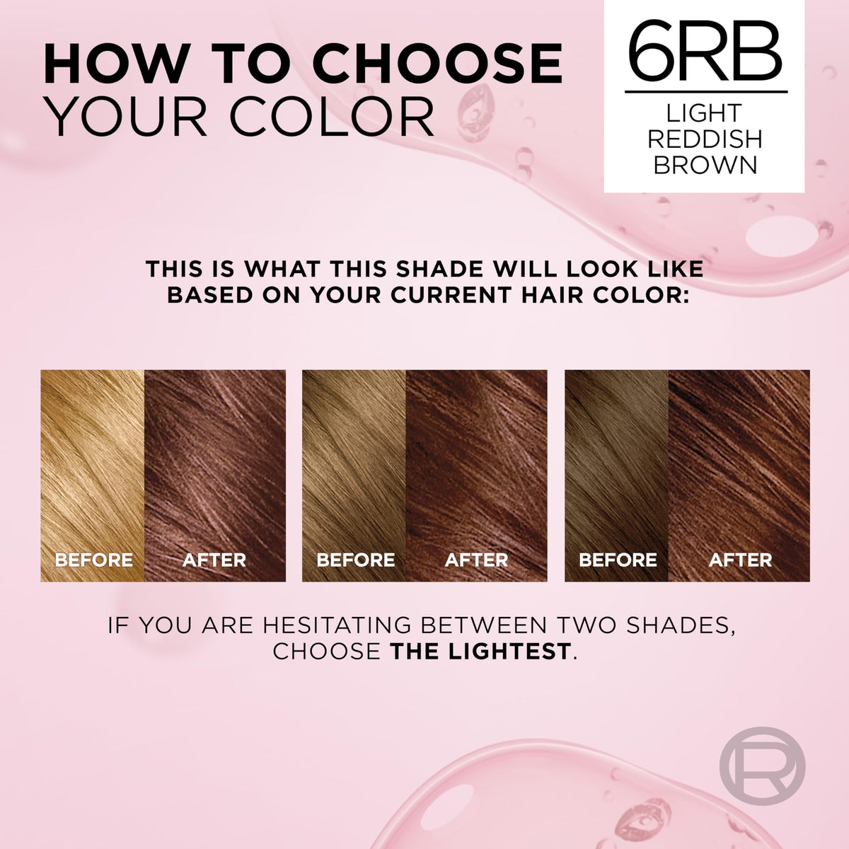 Misty Rose L'Oreal Paris Excellence Crème Permanent Hair Dye, Triple Care Hair Color with Hyaluronic Acid for 100% Gray Coverage, 6RB Light Reddish Brown, 1 Kit (Packaging May Vary)
