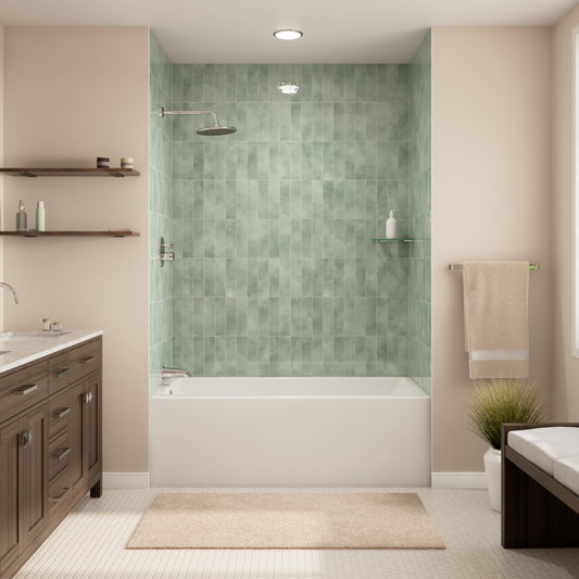 Gray Prism 60 in. L x 32 in. W Acrylic Alcove Left-Hand Drain Bathtub, White