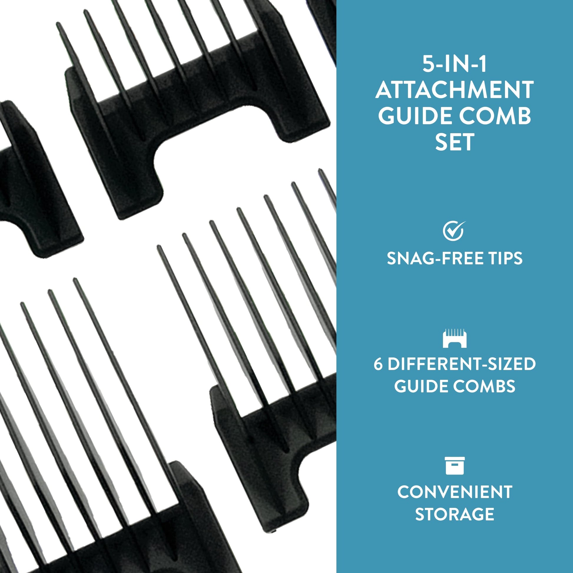 White Smoke WAHL Professional Animal 5-in-1 Clipper Attachment Guide Comb Grooming Set for Wahl's Arco, 5- Style Groom, Bravura, Figura, Chromado, Creativa, and Motion Pet, Dog, Cat, and Horse Clippers