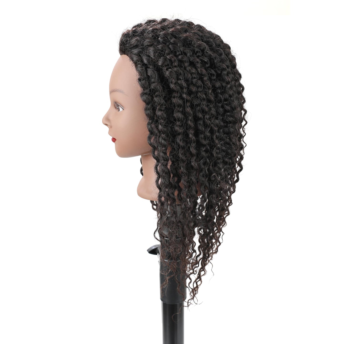 White Smoke Stancia Black Mannequin Head 100% Human Hair, African American Hair Texture Styling Head, Hair Mannequin for Practice Cornrowing Braiding and Twisting (with Table Clamp)