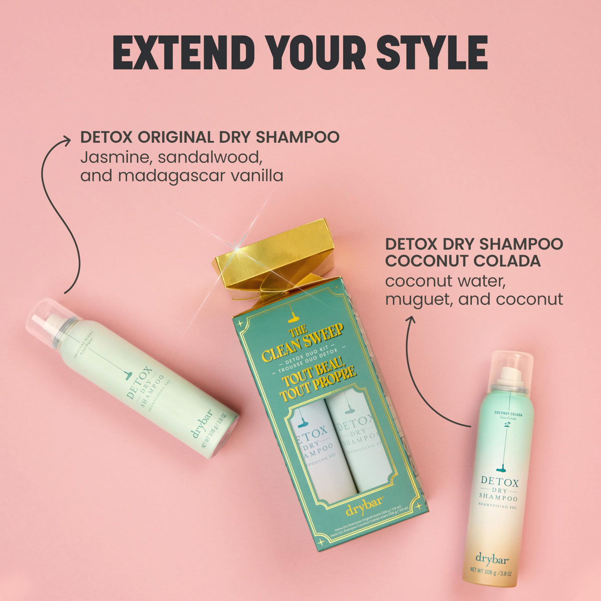 Light Pink Drybar The Clean Sweep Detox Duo Kit, Two 3.8 oz cans