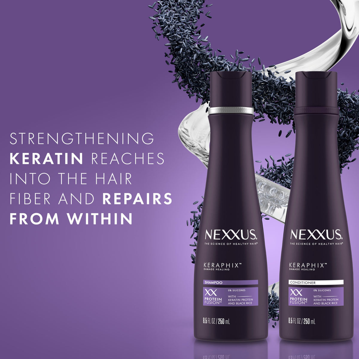 Dark Slate Blue Nexxus KERAPHIX Shampoo for Damage Repair for Damaged Hair Powered by KRT Keratin Resistance Therapy with Liquid Crystal Amino Acids 8.5 oz