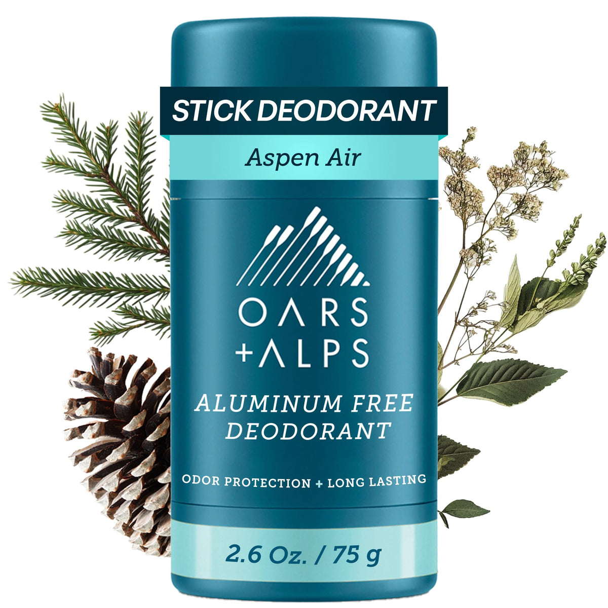 White Smoke Oars + Alps Aluminum Free Men's Deodorant, Clear + No Residue, 1pk, 2.6oz